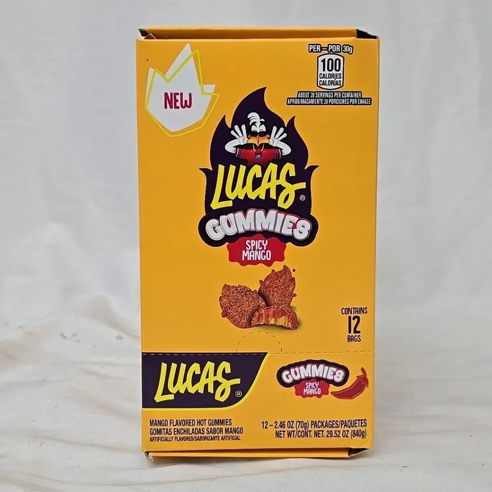 Lucas Gummies Spicy Mango 12-PACK Sweet and Sour Candy Snacks 29.52 Oz